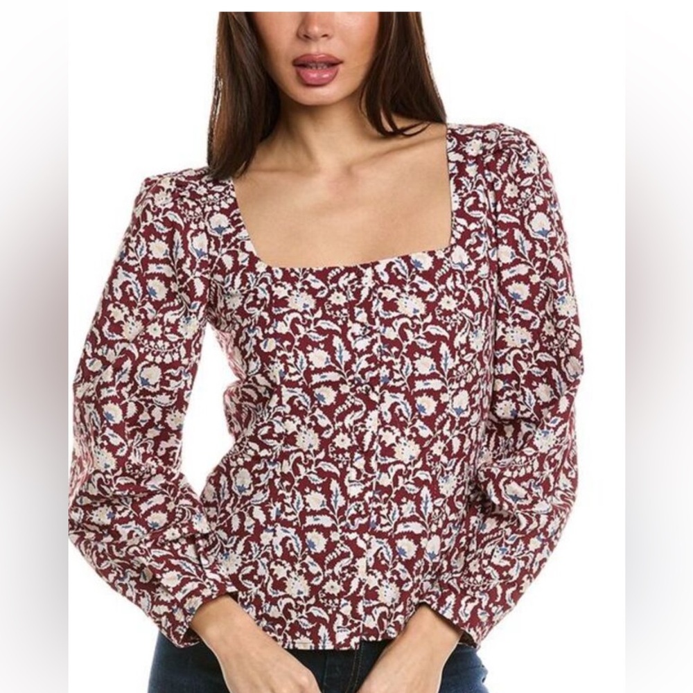 NWT Joie top russet brown multi color Size L